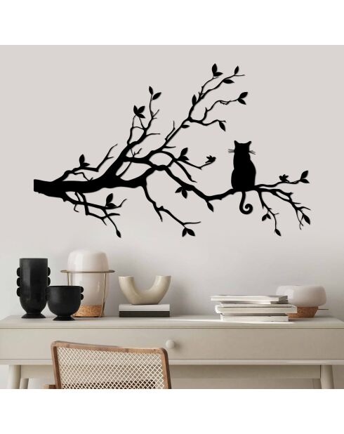 Décoration métallique Chat noire - 80x50cm
