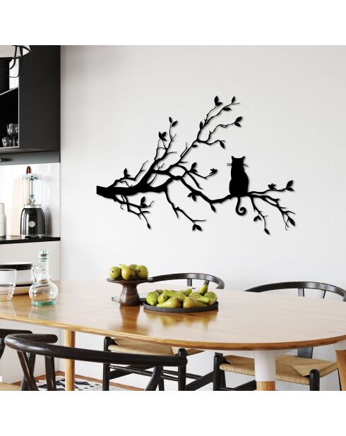 Décoration métallique Chat noire - 80x50cm
