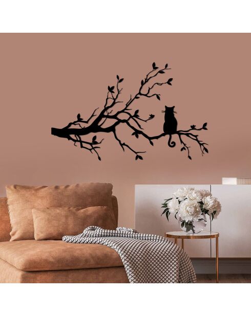Décoration métallique Chat noire - 80x50cm