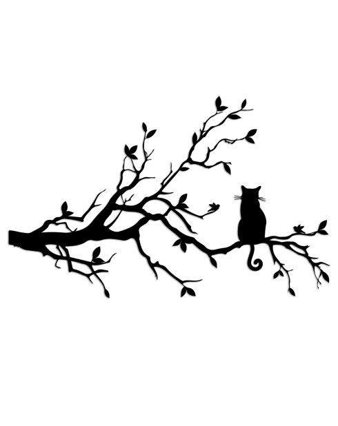 Décoration métallique Chat noire - 80x50cm