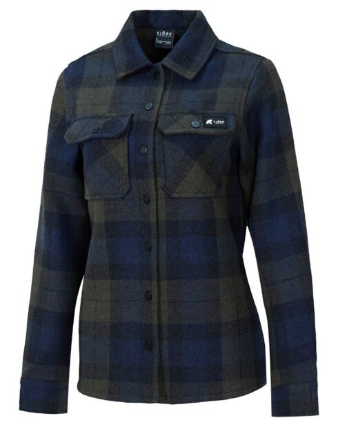 Camicia da trekking in misto lana merino verde/blu