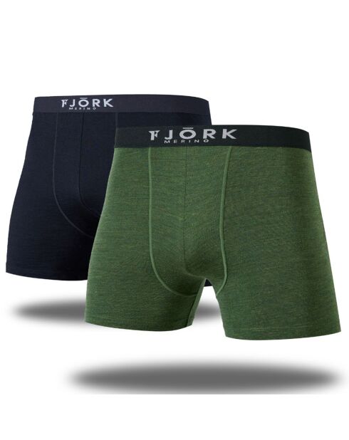 2 Strahlorn boxershorts van merinowolmix, kaki/zwart
