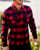 Chemise en Laine Mérinos mélangée Trekking rouge/bleu
