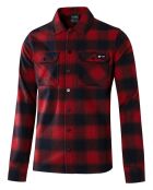 Chemise en Laine Mérinos mélangée Trekking rouge/bleu