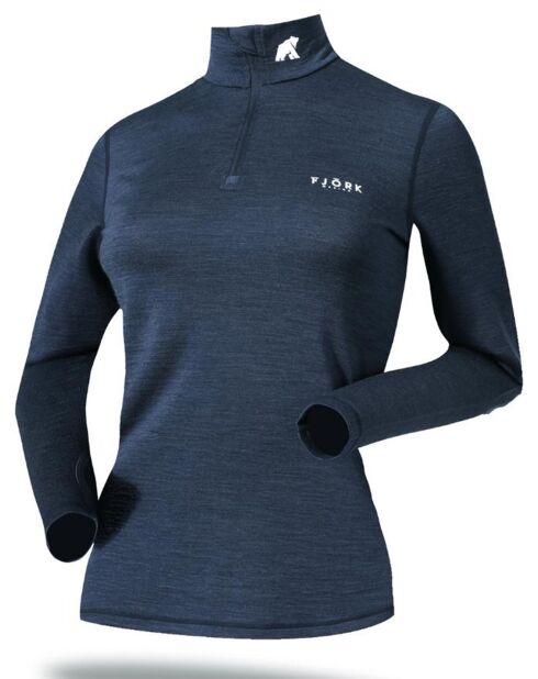 Coltrui van 100% merinowol met marineblauwe Bjork-ritssluiting