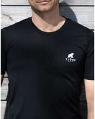 Camiseta negra de manga corta 100% lana merino