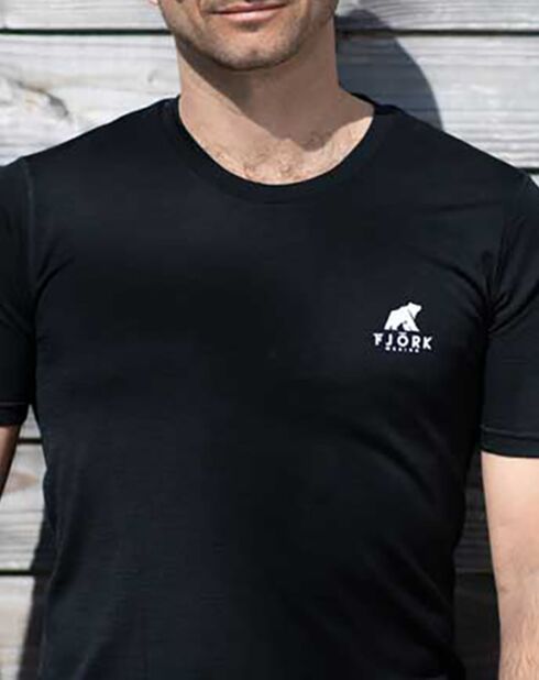 Camiseta negra de manga corta 100% lana merino