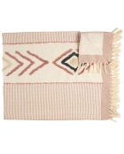 Plaid tufté ethnique blanc/terracotta - 130x150 cm