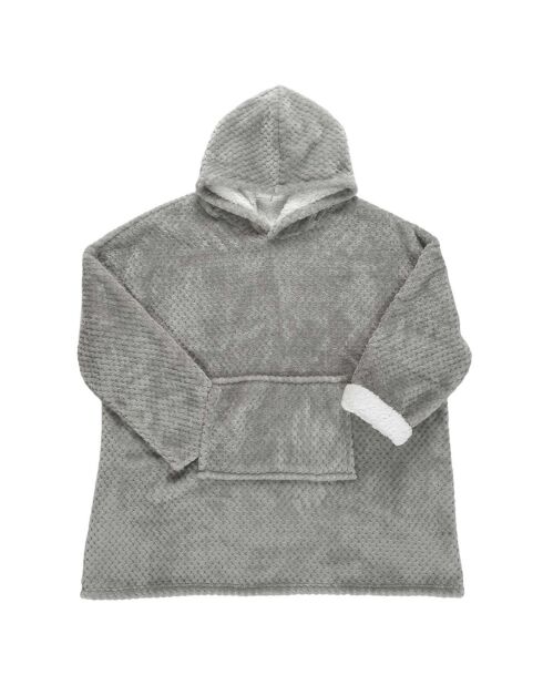 Sweat plaid à capuche intérieur Sherpa gris
