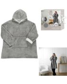 Sweat plaid à capuche intérieur Sherpa gris