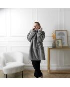 Sweat plaid à capuche intérieur Sherpa gris