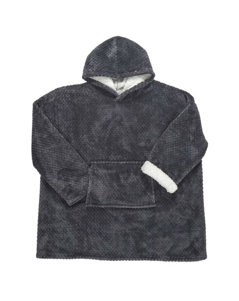 Sweat plaid à capuche intérieur Sherpa gris foncé