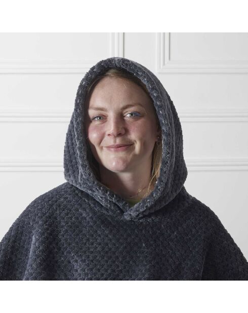 Sweat plaid à capuche intérieur Sherpa gris foncé