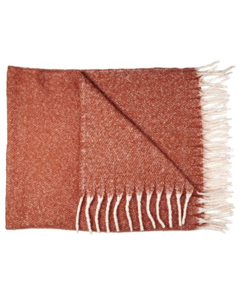 Plaid à franges terracotta - 120x150 cm