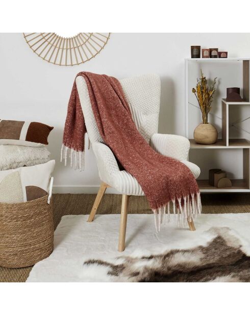 Plaid à franges terracotta - 120x150 cm