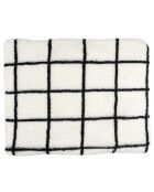 Plaid Sherpa à carreaux blanc/noir - 130x160 cm