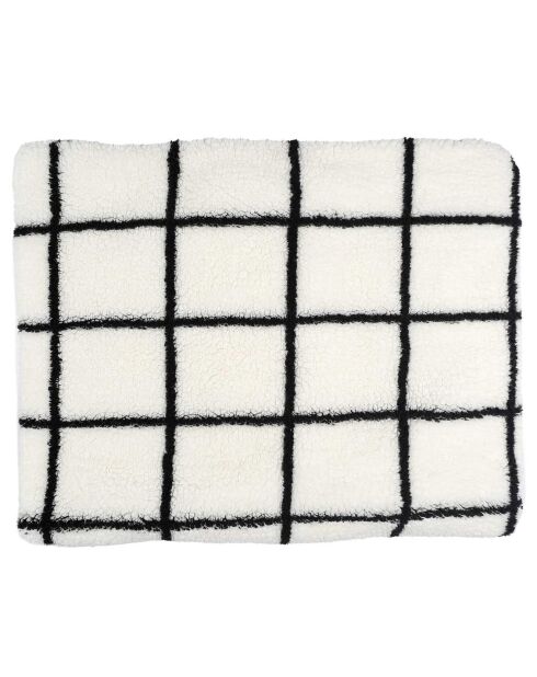 Plaid Sherpa à carreaux blanc/noir - 130x160 cm