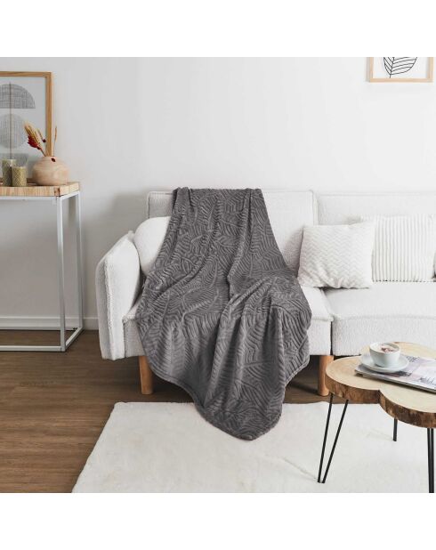 Plaid en Flanelle embossé gris foncé - 150x200 cm