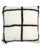 Coussin Sherpa à carreaux blanc/noir - 40x40 cm