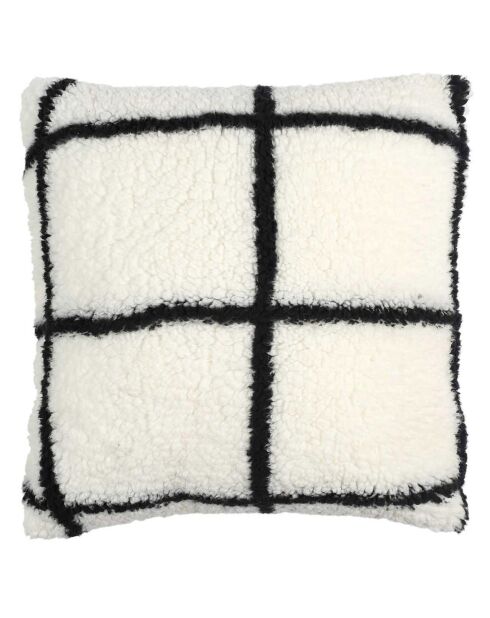 Coussin Sherpa à carreaux blanc/noir - 40x40 cm