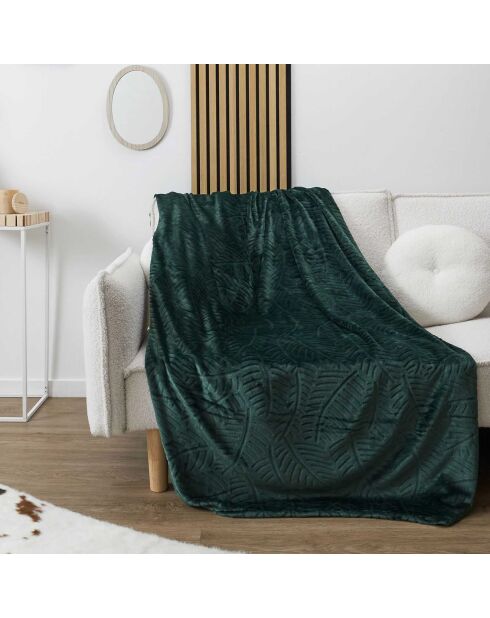Plaid en Flanelle embossé vert sapin - 150x200 cm