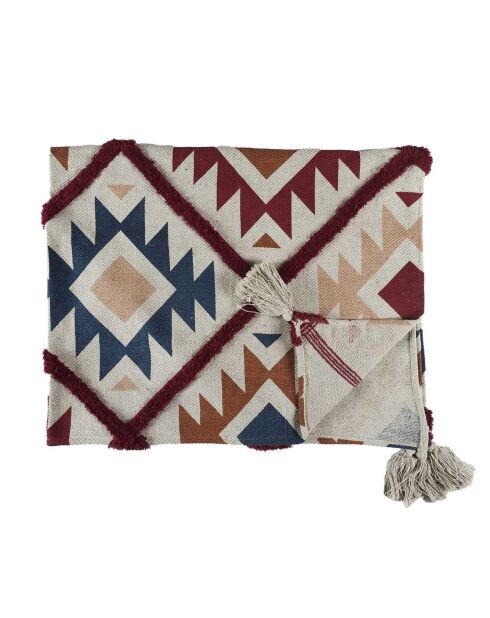 Tartán con estampado étnico multicolor - 120x150 cm