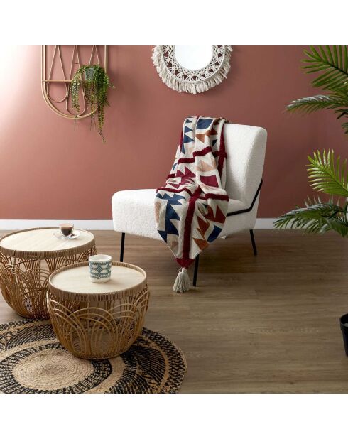 Tartán con estampado étnico multicolor - 120x150 cm