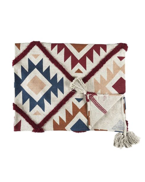 Tartán con estampado étnico multicolor - 120x150 cm