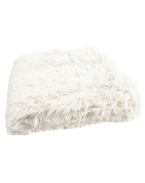 Plaid à poils longs blanc - 120x150 cm