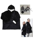 Sweat plaid à capuche intérieur Sherpa noir