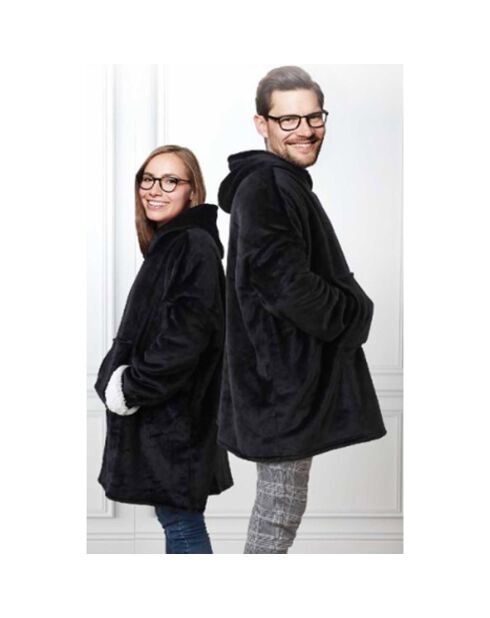 Sweat plaid à capuche intérieur Sherpa noir