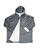 Sweat plaid zippé à capuche intérieur Sherpa gris