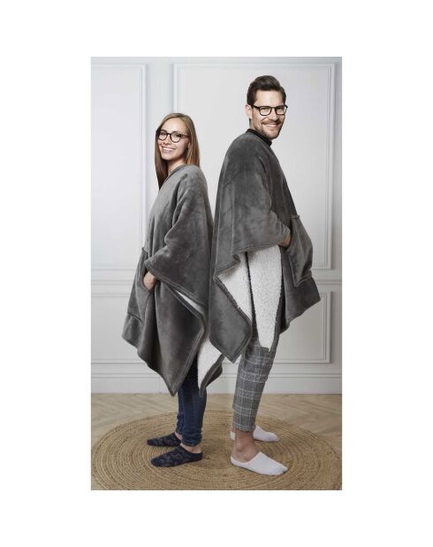 Plaid poncho gris - 130x170 cm