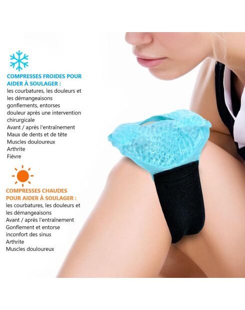 Genouillère chaude et froide bleue