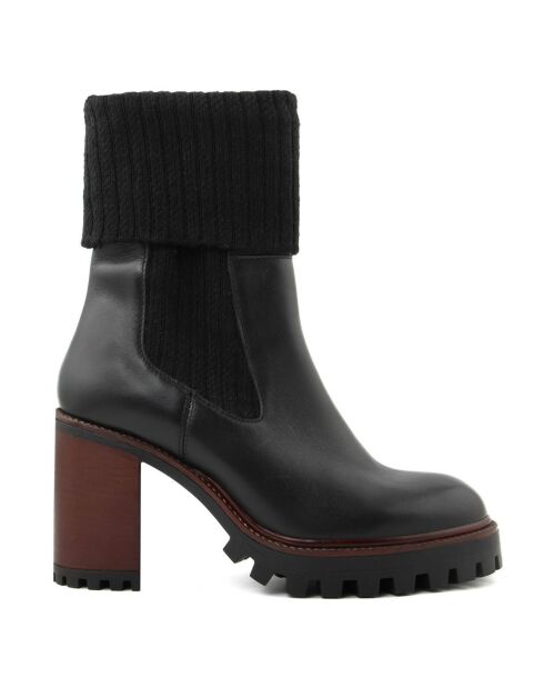 Bottines en Cuir Alix noir - Talon 9 cm