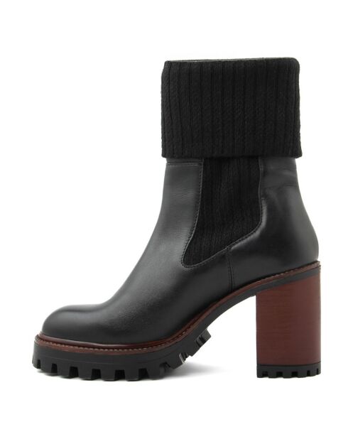 Bottines en Cuir Alix noir - Talon 9 cm