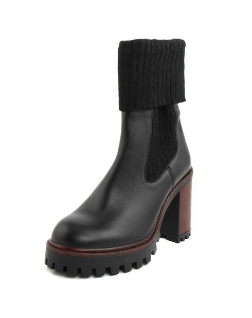 Bottines en Cuir Alix noir - Talon 9 cm