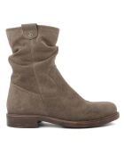 Boots en Velours de Cuir Lilia taupe