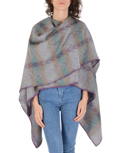 Cape en Laine & Soie multicolore