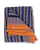 Poncho en Laine mélangée bleu/orange