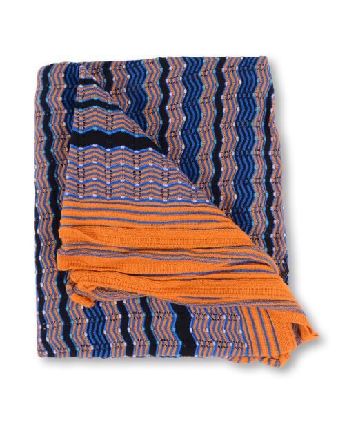 Poncho en Laine mélangée bleu/orange