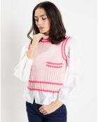 Pull sans manches en Laine mélangée Mouline rose