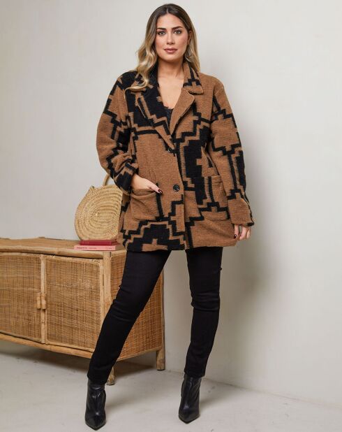 Manteau en Laine mélangé Isaya noir