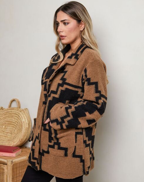 Manteau en Laine mélangé Isaya noir