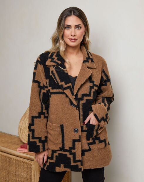 Manteau en Laine mélangé Isaya noir