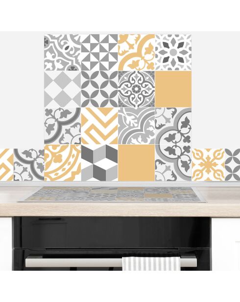 Crédence adhésive Carreaux de Ciment multicolore - 60x90 cm