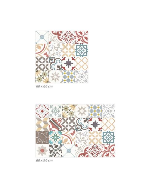 Crédence adhésive Carreaux de Ciment multicolore - 60x90 cm