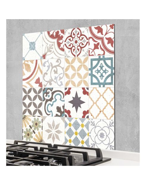 Crédence adhésive Carreaux de Ciment multicolore - 60x90 cm
