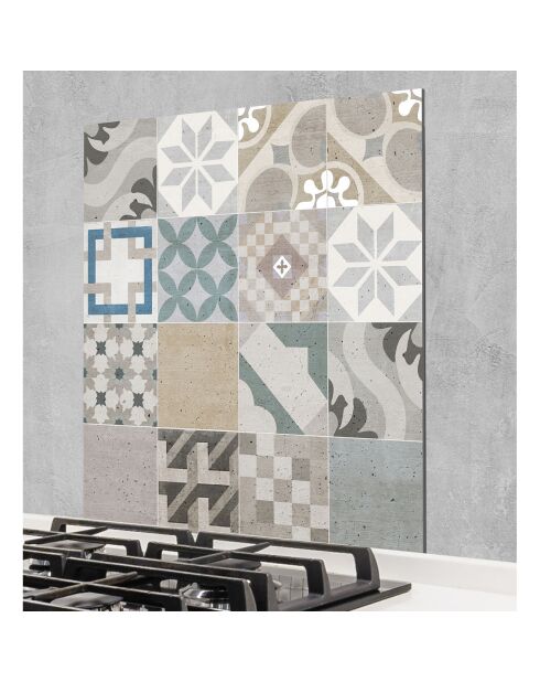 Crédence adhésive Carreaux de Ciment multicolore - 60x90 cm
