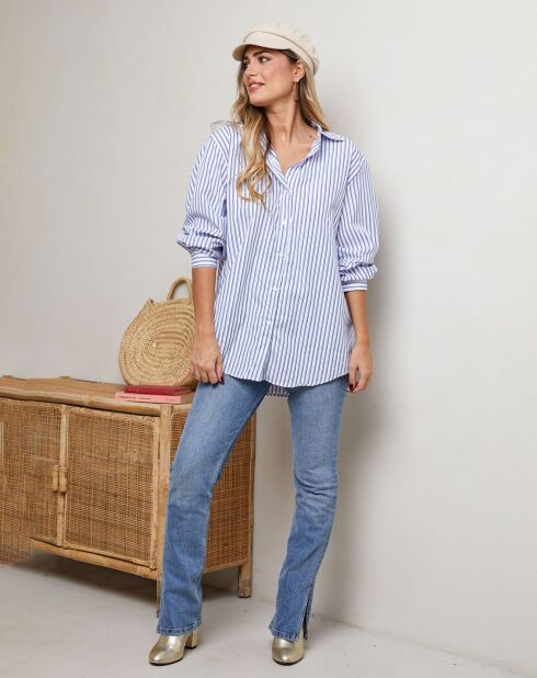 Chemise Leonise bleu/blanc